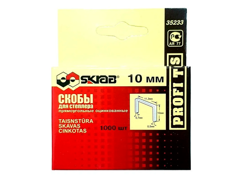 Скобы для степлера 10 мм оцинкованные 1000 шт SKRAB 35233 35233 - фото 16732106