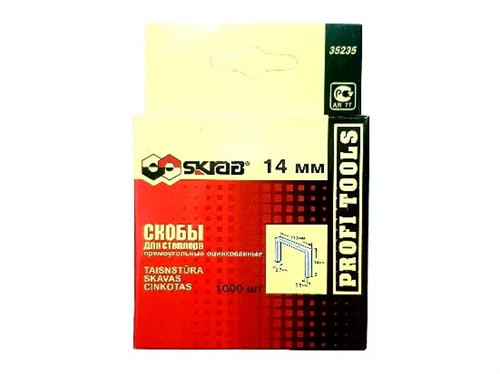 Скобы для степлера 14 мм оцинкованные 1000 шт SKRAB 35235 35235 - фото 16732112