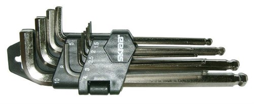 Ключи шестигранные 1-10 мм 9 шт длинные 44722 44722 - фото 16733521