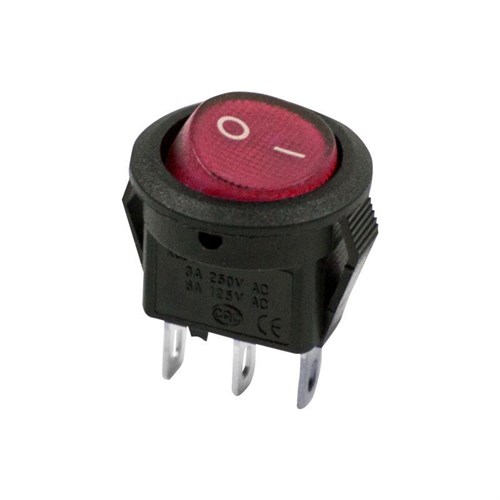 Выключатель клавишный круглый 250В 3А (2с) ON-OFF Micro RWB-105 SC-214 красн. Rexant 36-2511 492772 - фото 16735493