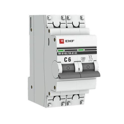 Выключатель автоматический модульный 2п C 6А 4.5кА ВА 47-63 PROxima EKF mcb4763-2-06C-pro 303901 - фото 16735502