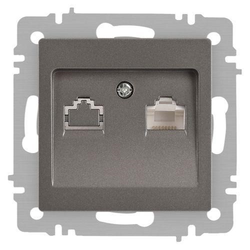 Розетка Accent 6-303-09 информационная RJ45 IP20 СУ титан Intro Б0063642 1931519 - фото 16735753