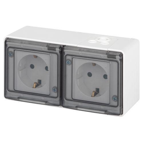 Розетка Эксперт 11-2504-01 2х2P+E гориз. IP55 шторки 16А-250В ОУ бел. Эра Б0063262 1871640 - фото 16735927