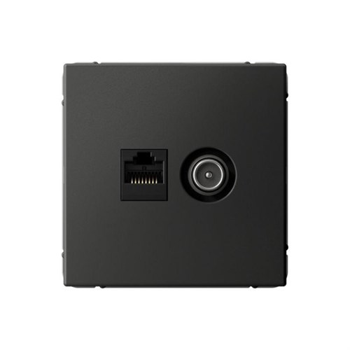Розетка компьютерная + телевизионная 2-м ArtGallery RJ45 + TV кат.5E базальт SE GAL001489 1823495 - фото 16736051