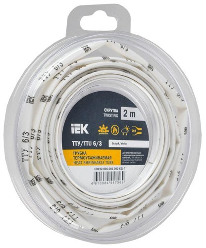Трубка термоусадочная ТТУ нг-LS 6/3 бел. (уп.2м) IEK UDR12-006-003-002-K01-T 1777092 - фото 16736107