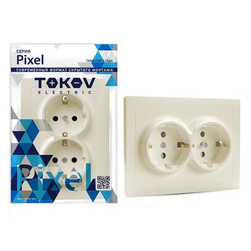 Розетка 2-м СП Pixel 16А IP20 с заземл. защ. шторки в сборе беж. TOKOV ELECTRIC TKE-PX-R2FZSF-C02 1792243 - фото 16736188