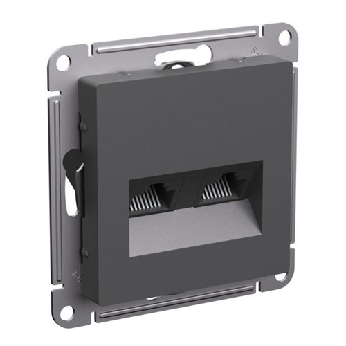 Розетка компьютерная 2-м AtlasDesign RJ45+RJ45 кат.5E механизм базальт SE ATN001485 1742044 - фото 16736269