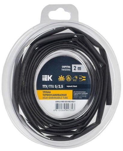 Трубка термоусадочная ТТУ нг-LS 5/2.5 черн. (уп.2м) IEK UDR12-005-D25-002-K02-T 1777086 - фото 16736282