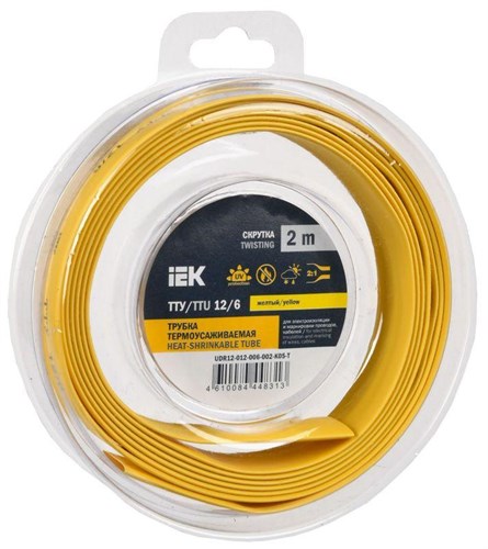 Трубка термоусадочная ТТУ нг-LS 12/6 желт. (уп.2м) IEK UDR12-012-006-002-K05-T 1777116 - фото 16736289
