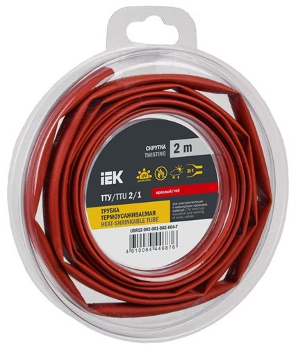 Трубка термоусадочная ТТУ нг-LS 2/1 красн. (уп.2м) IEK UDR12-002-001-002-K04-T 1777066 - фото 16736295