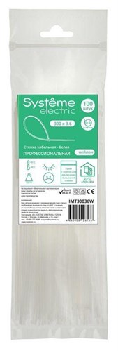 Стяжка кабельная 300х3.6 бел. (уп.100шт) SE IMT30036W 1760897 - фото 16736353