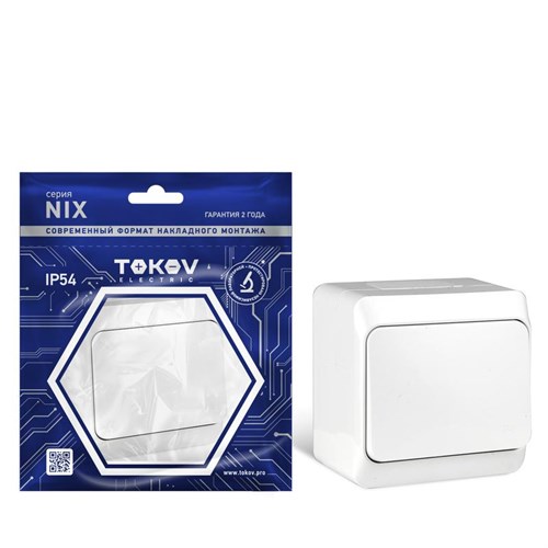 Выключатель 1-кл. ОП Nix 10А IP54 250В бел. TOKOV ELECTRIC TKE-NX-V1-C01-IP54 1712862 - фото 16736402