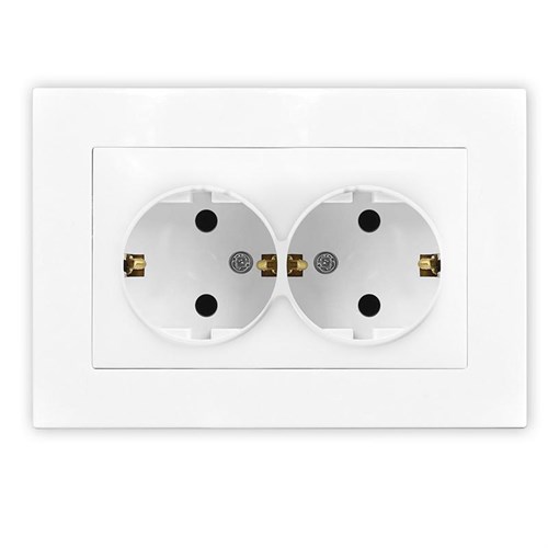 Розетка 2-м СП Афина 16А IP20 с заземл. в сборе бел. Universal A0128 1734423 - фото 16736452