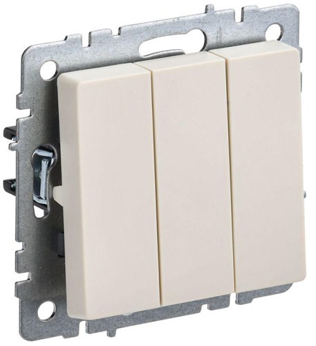 Выключатель 3-кл. СП BRITE ВС10-3-0-БрКр 10А механизм беж. IEK BR-V30-0-10-K10 1617289 - фото 16736756