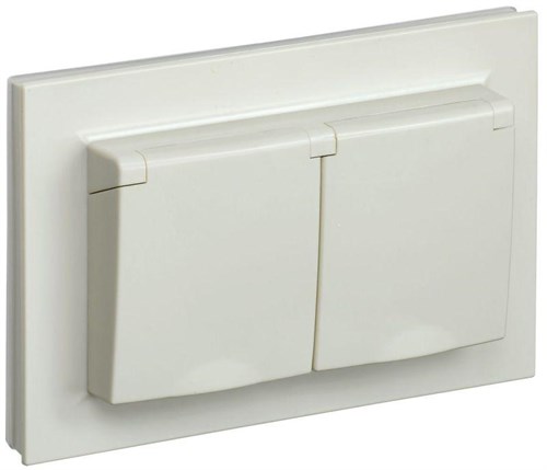 Розетка 2-м СП BRITE РСбш12-3-44-БрКр 16А в сборе IP44 с крышкой беж. IEK BR-R26-16-44-K10-F 1617369 - фото 16736784