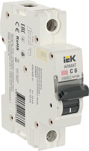 Выключатель автоматический модульный 1п C 6А M10N ARMAT IEK AR-M10N-1-C006 1597013 - фото 16736921