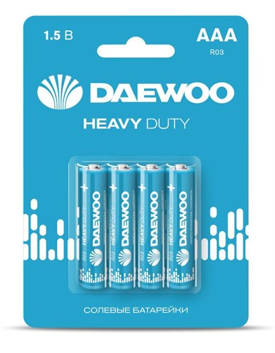 Элемент питания солевой AAA/R03 1.5В Heavy Duty 2021 BL-4 (уп.4шт) DAEWOO 5029361 1588722 - фото 16736938