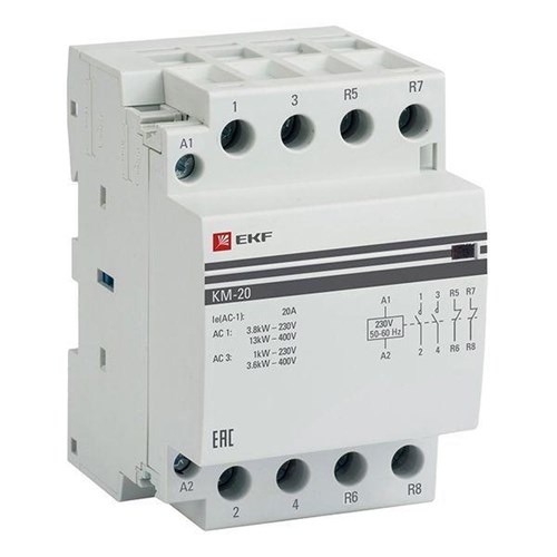 Контактор модульный КМ 20А 2NО+2NC (3 мод.) PROxima EKF km-3-20-22 1466586 - фото 16737054