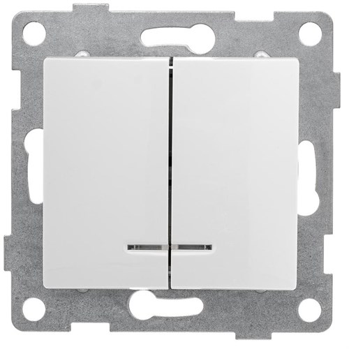 Выключатель 2-кл. СП Bravo 10А 250В с индикацией механизм бел. GUSI С10В28-001 543177 - фото 16737429