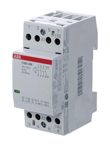 Контактор ESB25-40N-06 модульный (25А АС-1 4НО) катушка 230В AC/DC ABB 1SAE231111R0640 1247167 - фото 16737664