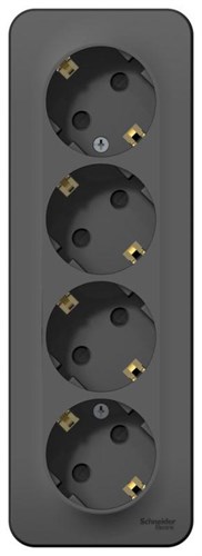 Розетка 4-м ОП Blanca 16А IP20 250В с заземл. защ. шторки с изолир. пластиной антрацит SE BLNRA011416 1210644 - фото 16737866