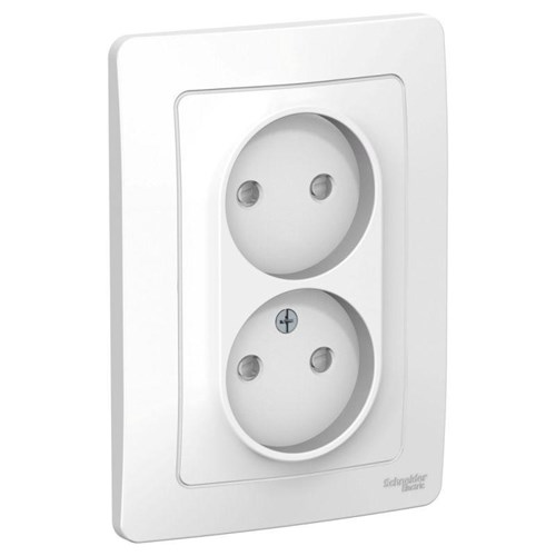 Розетка 2-м СП Blanca 16А IP20 250В без заземл. защ. шторки бел. SE BLNRS000121 1210263 - фото 16737880