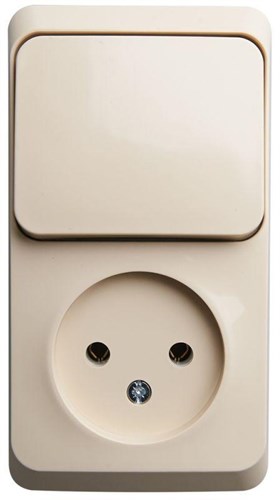 Блок ОП Этюд (1-м розетка без заземл. + 1-кл. выкл.) крем. SE BPA16-204K 466435 - фото 16737888