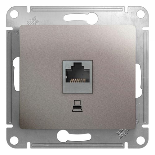 Розетка компьютерная 1-м Glossa RJ45 кат.5E механизм платина SE GSL001281K 463602 - фото 16737901