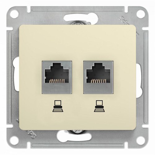 Розетка компьютерная 2-м Glossa RJ45 кат.5E механизм беж. SE GSL000285KK 463578 - фото 16737903