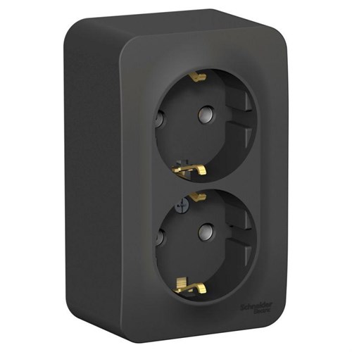 Розетка 2-м ОП Blanca 16А IP20 250В с заземл. без защ. шторок антрацит SE BLNRA010206 1210620 - фото 16737907