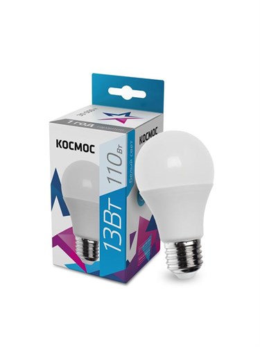 Лампа светодиодная A60 13Вт 4500К E27 220В КОСМОС LkecLED13wA60E2745 452436 - фото 16737964