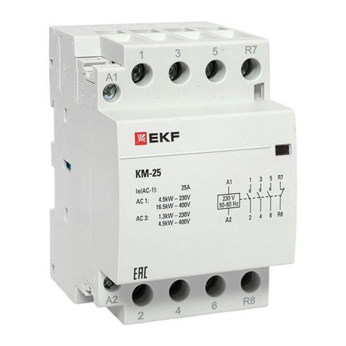 Контактор модульный КМ 25А 3NО+NC (3 мод.) EKF km-3-25-31 311027 - фото 16738114