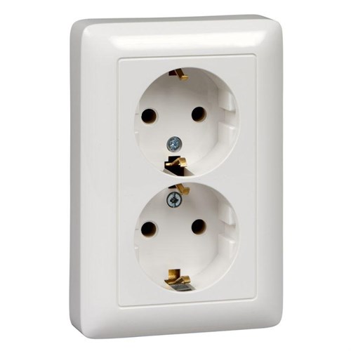 Розетка 2-м СП Хит 16А 250В с заземл. без защ. шторок бел. SE RS16-236-B 309155 - фото 16738136