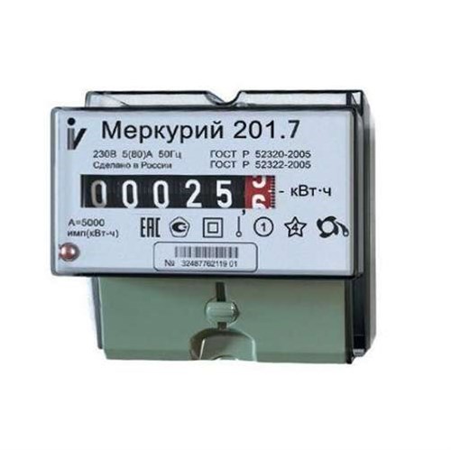 Счетчик Меркурий 201.7 1ф 5-60А класс точн. 1.0 1 тариф. на DIN-рейку мех. ОУ Инкотекс 00000032680 331902 - фото 16738329