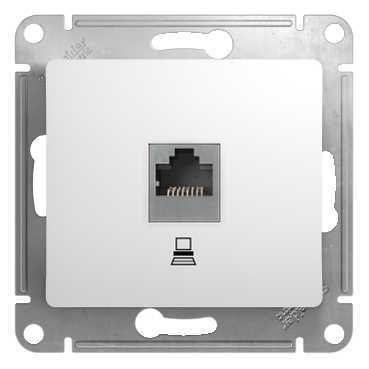 Розетка компьютерная 1-м СП Glossa RJ45 кат.5E механизм бел. SE GSL000181K 275166 - фото 16738358