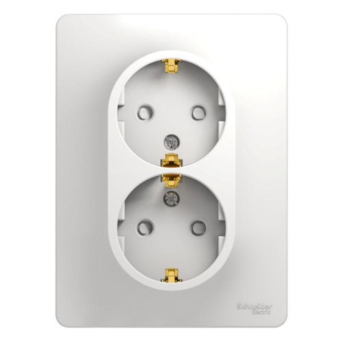 Розетка 2-м СП Glossa 16А IP20 с заземл. защ. шторки в сборе бел. SE GSL000126 275145 - фото 16738365