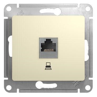 Розетка компьютерная 1-м СП Glossa RJ45 кат.5E механизм беж. SE GSL000281K 275236 - фото 16738371