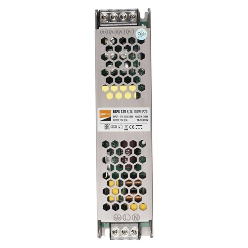 Блок питания для светодиодной ленты 100Вт 8.3А 12В IP20 BSPS метал. JazzWay 1002167A 262862 - фото 16738544