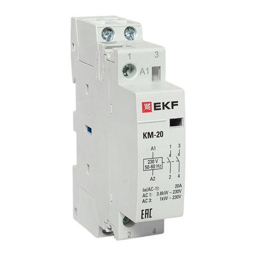 Контактор модульный КМ 20А 2NО (1 мод.) EKF km-1-20-20 227372 - фото 16738572