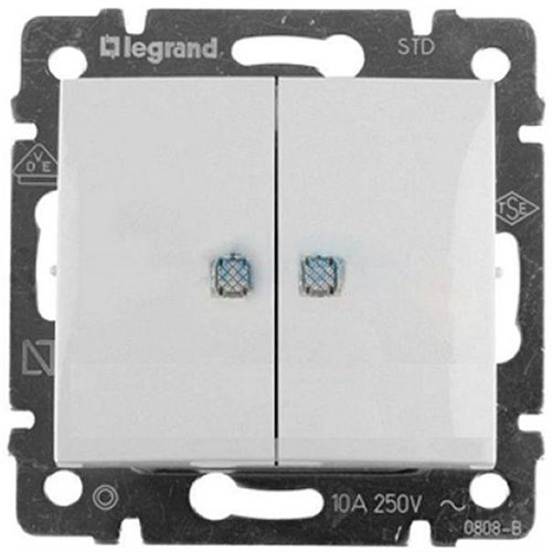 Выключатель 2-кл. СП Valena 10А IP20 с индикацией механизм бел. (DIY-упак.) Leg 694278 238785 - фото 16738665