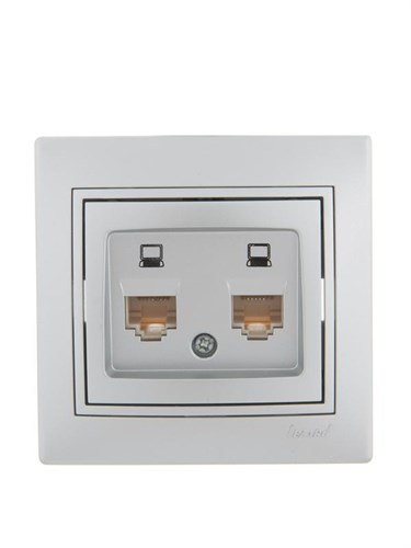 Розетка компьютерная 2-м СП Mira RJ45 сер. метал. LEZARD 701-1010-141 199996 - фото 16738742