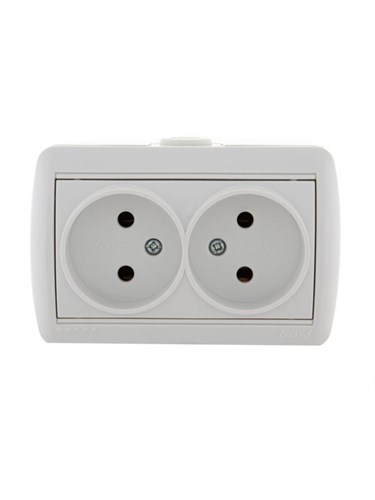 Розетка 2-м ОП Nata 16А IP20 без заземл. керамика бел. LEZARD 710-0200-128 193045 - фото 16738806