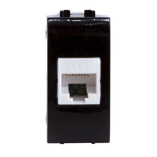 Розетка компьютерная 1-м СП 1мод. Brava RJ45 кат.5E черн. DKC 77654N 130170 - фото 16738945