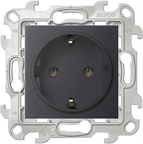 Розетка 1-м СП Simon 24 16А IP20 2P+E Schuko без защ. шторок механизм графит Simon 2450434-038 1278970 - фото 16739113