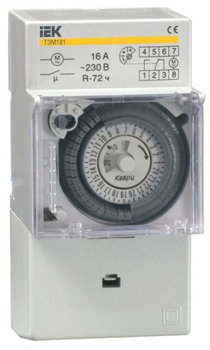 Таймер аналоговый ТЭМ-181 16А 230В на DIN-рейку IEK MTA20-16 45859 - фото 16739158