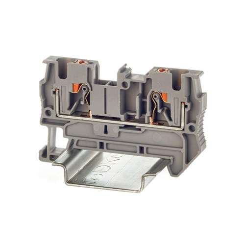 Клемма проходная зажим push-in 2 точки подключения 4кв.мм сер. DKC VPR-4-GY 1754563 - фото 16739340