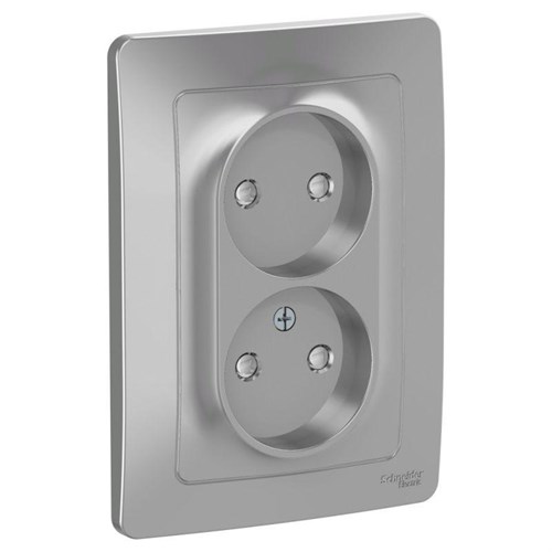Розетка 2-м СП Blanca 16А IP20 250В без заземл. защ. шторки алюм. SE BLNRS000123 1210332 - фото 16739347