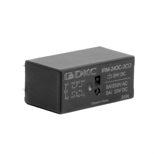 Реле миниатюрное низкопрофильное 2CO ком. ток 8А AgSnO2 напряжение 12В DC DKC IRM-12DC-2CO 1941400 - фото 16739606
