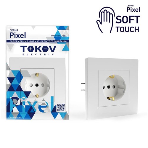 Розетка 1-м СП Pixel 16А IP20 с заземл. защ. шторки в сборе айс TOKOV ELECTRIC TKE-PX-R1FZSF-C34 1909865 - фото 16739748