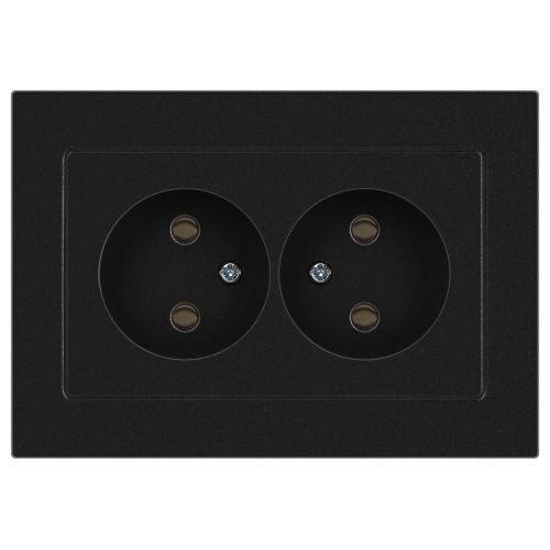 Розетка Accent 6-204-05 2х2P 16А-250В IP20 СУ AL/CU антрацит Intro Б0063465 1931484 - фото 16739777